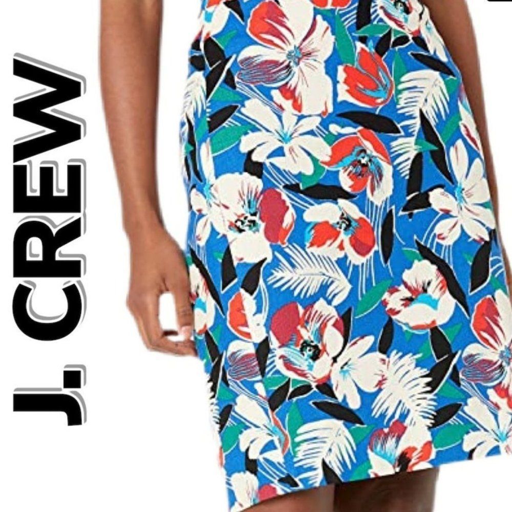 LIKE NEW J. CREW 100% COTTON FLORAL PRINT FULLY LINED PENCIL SKIRT SIZE 4